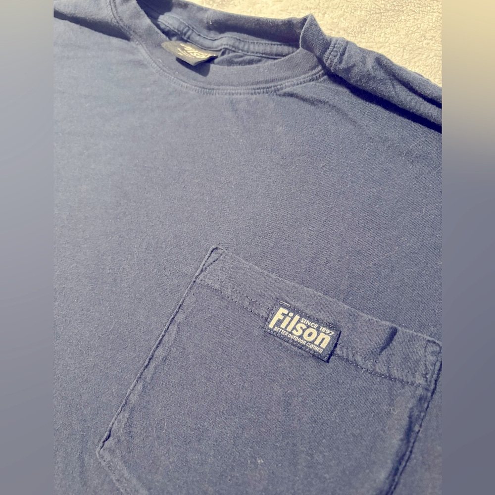 Filson Navy Blue Long Sleeve Pocket T Shirt